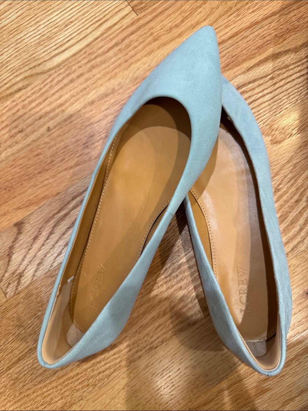 J. Crew Light Blue Suede Pointed-Toe Flats